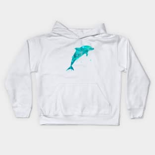 Turquoise Dolphin Watercolor Painting 2 Kids Hoodie